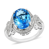 Marambaia Topaz and White Zircon Ring in Platinum Over Sterling Silver 7.90 ctw