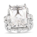 Radiant Cut White Topaz Ring in Platinum Over Sterling Silver 18.60 ctw - Sticky add to cart bar