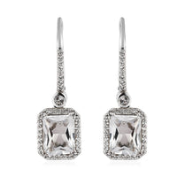 White Topaz Dangling Earrings in Platinum Over Sterling Silver 9.25 ctw