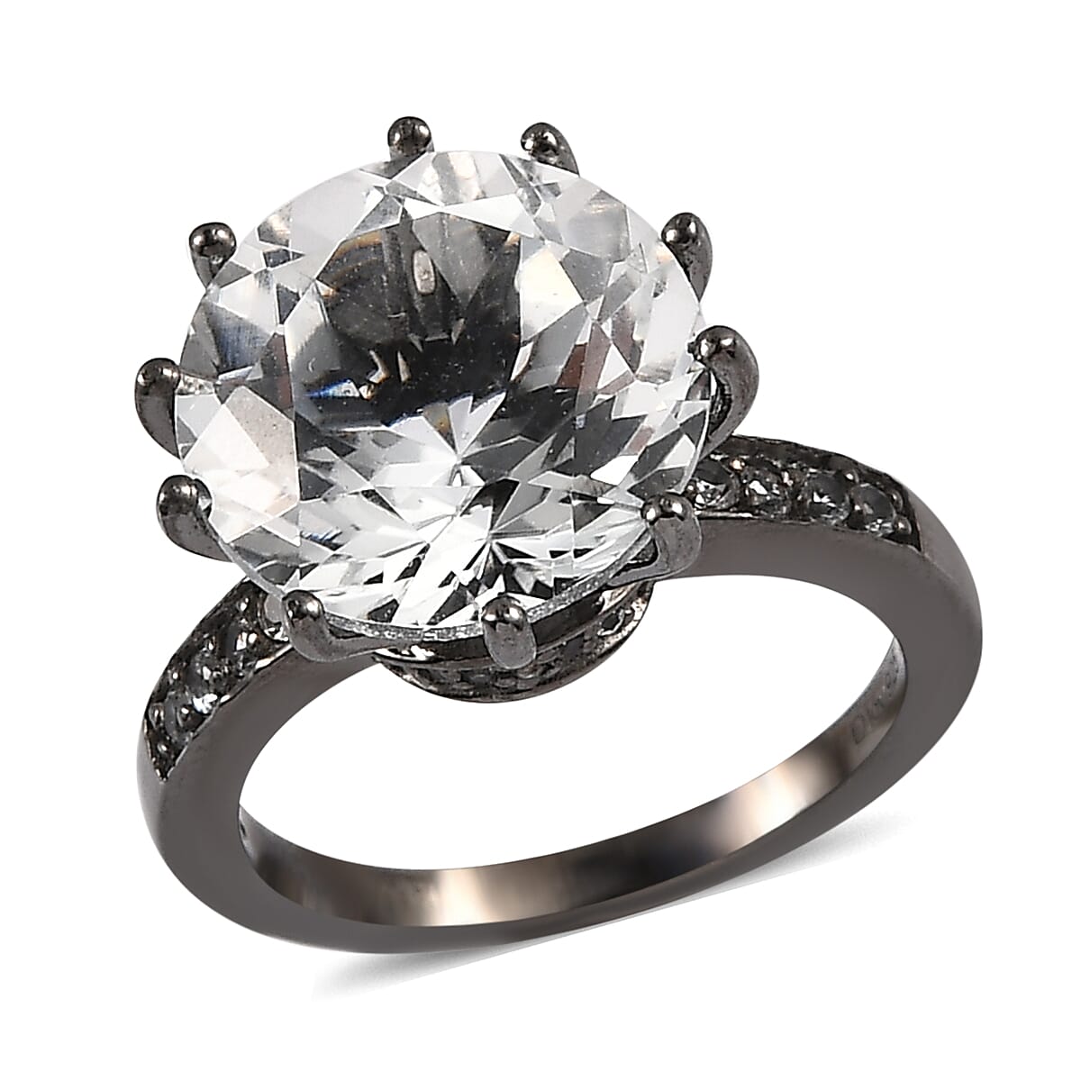 White Topaz Ring in Black Rhodium Over Sterling Silver (Size 10.0) 8.15 ctw