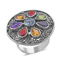 BALI LEGACY Multi Gemstone Ring in Sterling Silver (Size 6.0) (9.70 g) 7.99 ctw