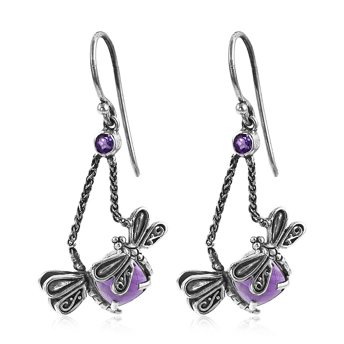 Bali Legacy Amethyst Dragonfly Earrings in Sterling Silver 3.00 ctw