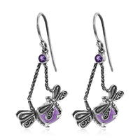 Bali Legacy Amethyst Dragonfly Earrings in Sterling Silver 3.00 ctw