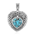Artisan Crafted Blue Moon Turquoise Heart Pendant in Sterling Silver 5.25 ctw - Sticky add to cart bar