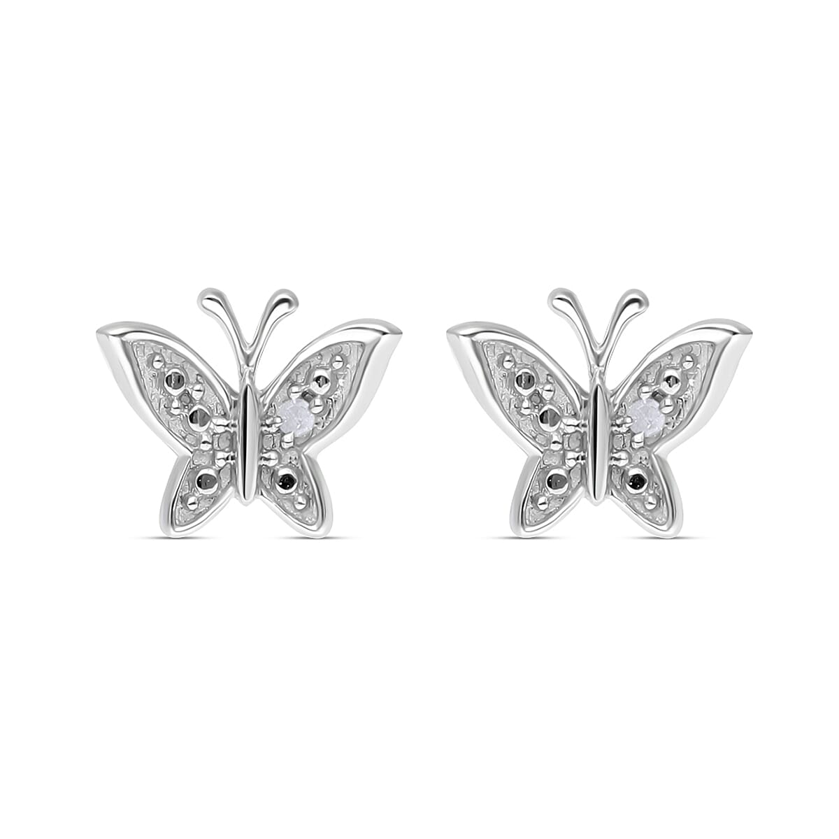Diamond Accent Butterfly Earrings in Platinum Over Sterling Silver