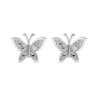Diamond Accent Butterfly Earrings in Platinum Over Sterling Silver