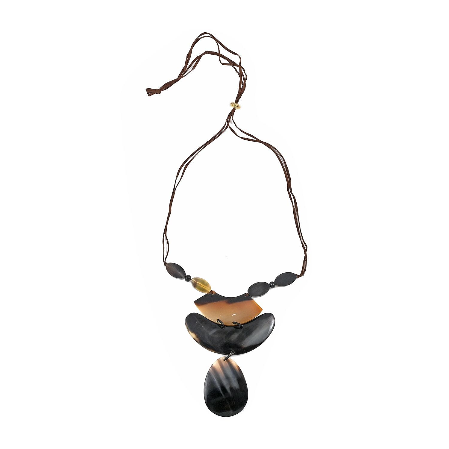 Genuine Buffalo Horn Adjustable Leather Cord Necklace