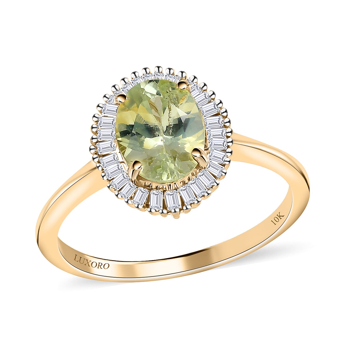 LUXORO 10K Yellow Gold Premium Chrysoberyl, Diamond (0.30 cts) Ring (2.10 g) 1.65 ctw