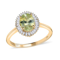 LUXORO 10K Yellow Gold Premium Chrysoberyl, Diamond (0.30 cts) Ring (2.10 g) 1.65 ctw