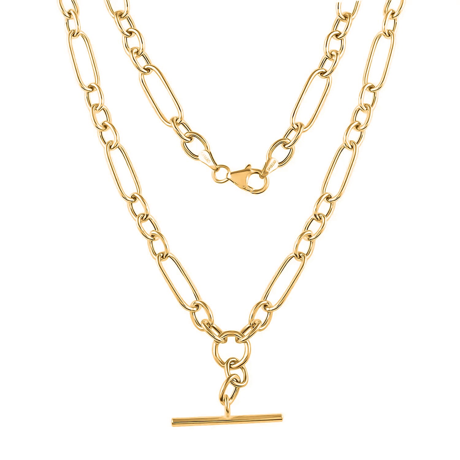 Gold Gioia Italian Link Chain Necklace in 10K Yellow Gold, Gold Link Chain, 10K Yellow Gold Necklace, Adjustable Length Gold Chain 6.75 Grams