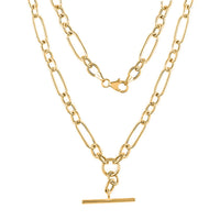Gold Gioia Italian Link Chain Necklace in 10K Yellow Gold, Gold Link Chain, 10K Yellow Gold Necklace, Adjustable Length Gold Chain 6.75 Grams
