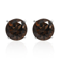 Brazilian Smoky Quartz Solitaire Stud Earrings in Sterling Silver 5.35 ctw