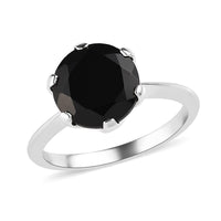 Natural Thai Black Spinel Solitaire Ring in Sterling Silver 3.25 ctw