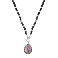Amethyst, Multi Gemstone Statement Necklace (30 Inches) in Silvertone 3.00 ctw