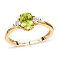 LUXORO 10K Yellow Gold Premium Natural Chrysoberyl and Moissanite Trilogy Ring 1.15 ctw - Sticky add to cart bar