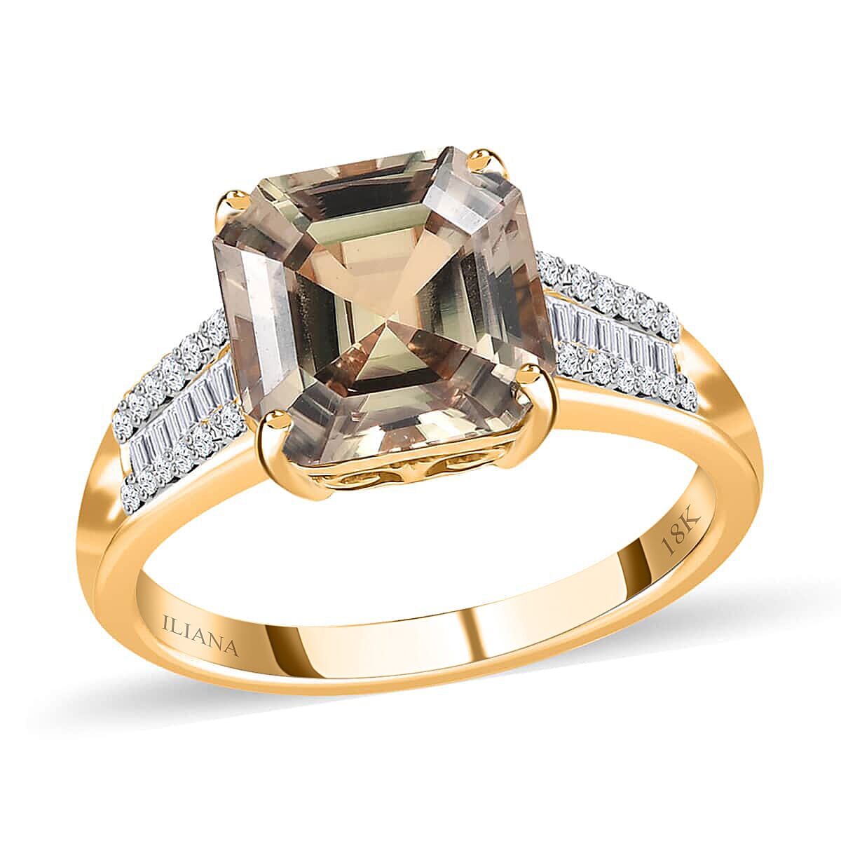 ILIANA 18K Yellow Gold AAA Turkizite, Diamond (G-H, SI) (0.20 cts) Ring (Size 10.0) (4 g) 4.25 ctw