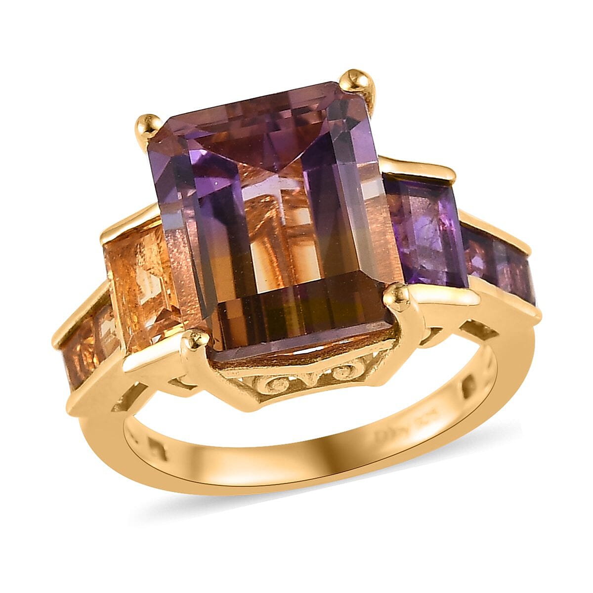 AAA Anahi Ametrine and Multi Gemstone Ring in Vermeil Yellow Gold Over Sterling Silver 8.15 ctw