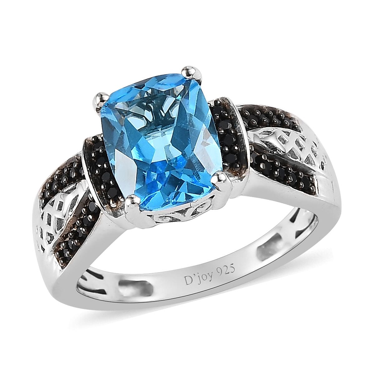 Marambaia Topaz, Thai Black Spinel Ring in Platinum Over Sterling Silver 2.90 ctw