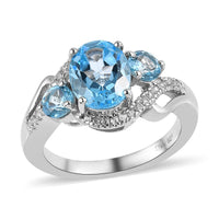 Marambaia Topaz and White Zircon Ring in Platinum Over Sterling Silver 3.00 ctw