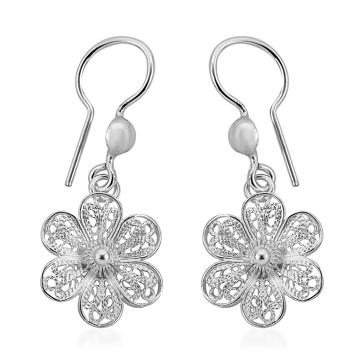 Bali Legacy Sterling Silver Floral Earrings 2.40 Grams