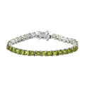 Asscher Cut American Natural Arizona Peridot Bracelet in Platinum Over Sterling Silver (6.50 In) 12.40 ctw - Sticky add to cart bar