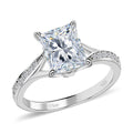 Princess Cut Moissanite Ring in Rhodium Over Sterling Silver 2.60 ctw - Sticky add to cart bar