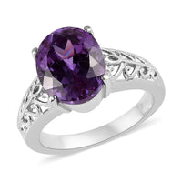 Lab Created Purple Sapphire Solitaire Ring in Stainless Steel 5.50 ctw