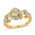 Natural Chrysoberyl and Natural White Zircon Ring in Vermeil Yellow Gold Over Sterling Silver 1.25 ctw - Sticky add to cart bar