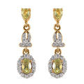 Natural Chrysoberyl and White Zircon Dangle Earrings in Vermeil Yellow Gold Over Sterling Silver 1.25 ctw - Sticky add to cart bar