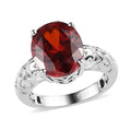Karis Simulated Garnet Color Diamond Solitaire Ring in Platinum Bond 7.85 ctw - Sticky add to cart bar