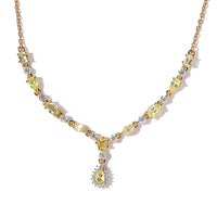 Premium Natural Chrysoberyl and Moissanite Y-Shape Necklace 18 Inches in Vermeil Yellow Gold Over Sterling Silver 2.10 ctw