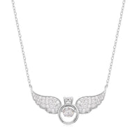 Moissanite Angel Wing Necklace 18 Inches in Rhodium Over Sterling Silver 1.25 ctw