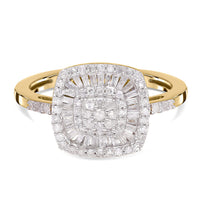 White Diamond Ring in 18K Vermeil YG Over Sterling Silver (Size 11.5) 0.50 ctw