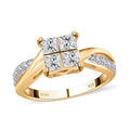 Moissanite Twisted Shank Ring in Platinum Over and Vermeil YG Over Sterling Silver (Delivery in 7-10 Business Days) 0.85 ctw - Sticky add to cart bar