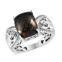 Karis Matrix Silver Shungite and Simulated Diamond Ring in Platinum Bond 3.10 ctw