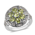 American Natural Arizona Peridot and Natural White Zircon Ring in Platinum Over Sterling Silver 3.00 ctw - Sticky add to cart bar