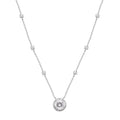 100 Facets Moissanite Halo Necklace 18 Inches in Rhodium Over Sterling Silver 4.35 ctw - Sticky add to cart bar