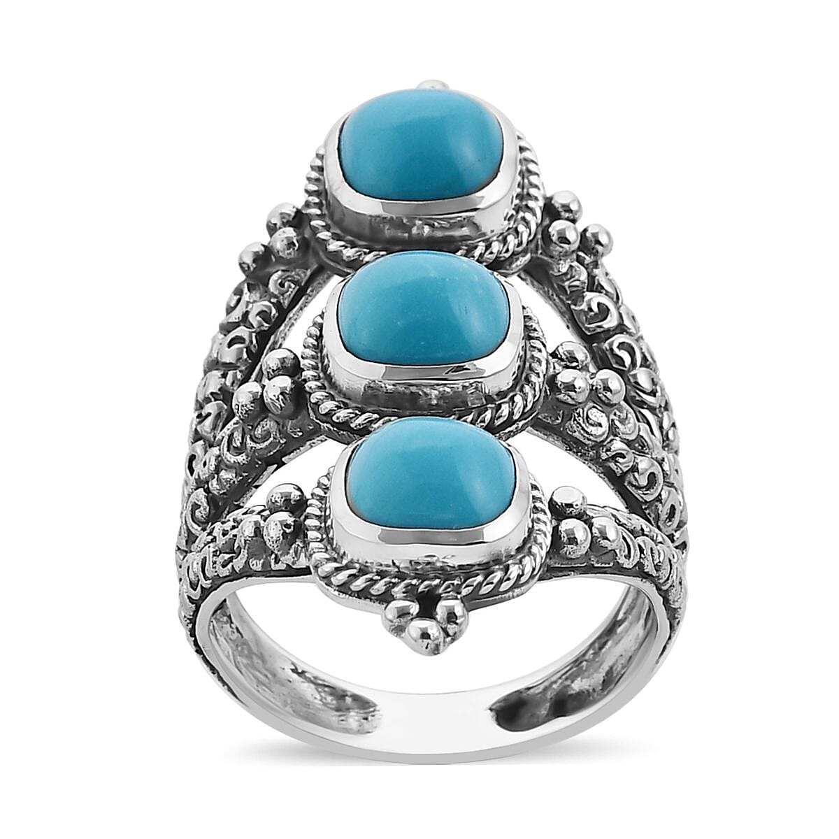 Bali Legacy Sleeping Beauty Turquoise Ring in Sterling Silver 4.00 ctw