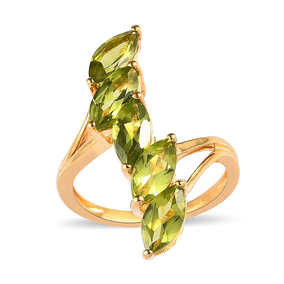 Arizona Peridot 5 Stone Ring in Vermeil YG Over Sterling Silver 2.85 ctw