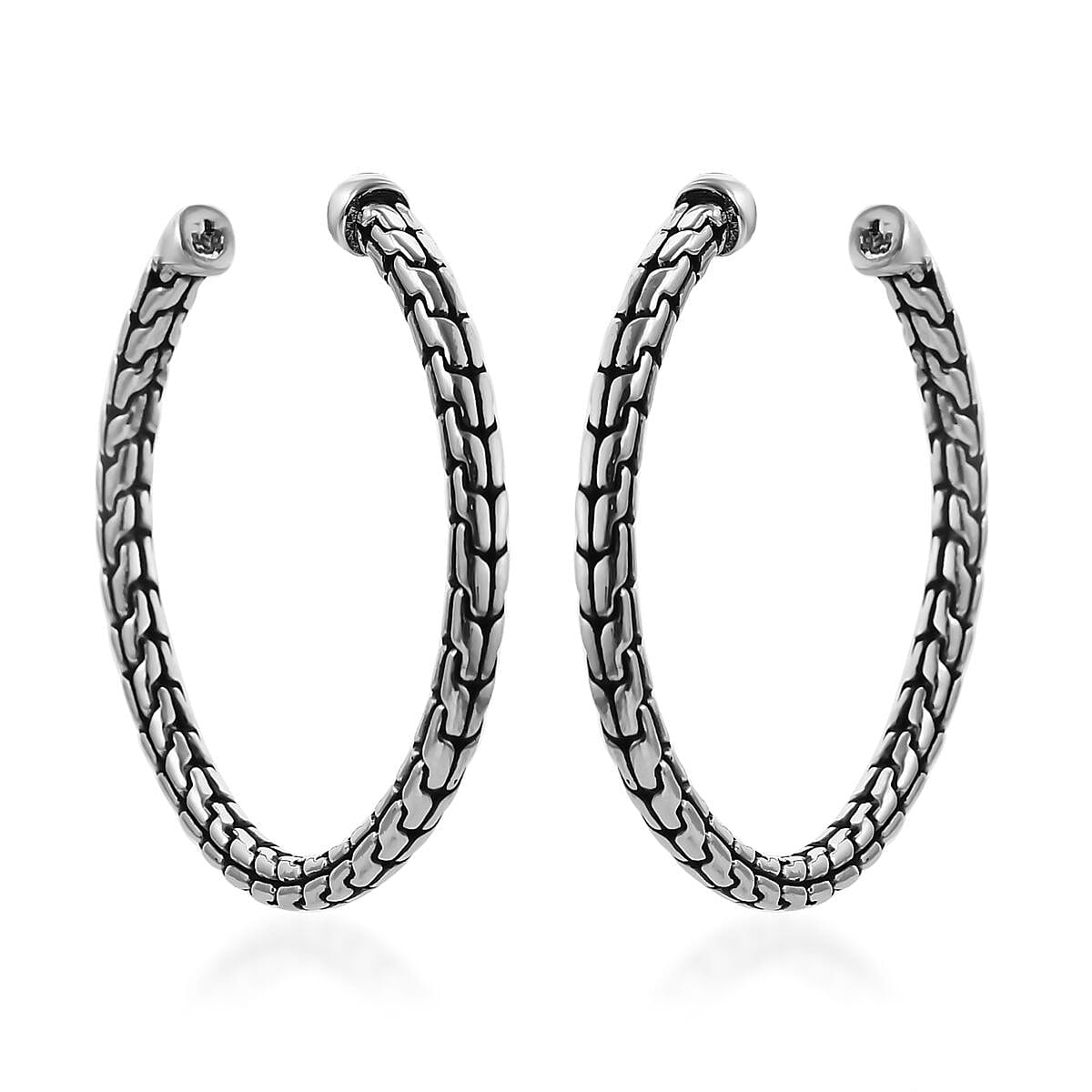Bali Legacy Sterling Silver Tulang Naga Hoop Earrings 8.90 Grams