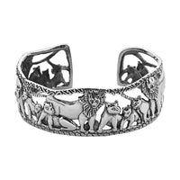 Bali Legacy Sterling Silver Lion's Bangle Bracelet (7.25 In) 30.75 Grams
