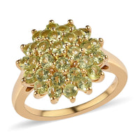 Arizona Peridot Floral Ring in Vermeil Yellow Gold Over Sterling Silver (Size 10.0) 2.35 ctw