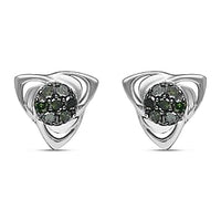 Green Diamond (IR) 0.25 ctw Earrings in Platinum Over Sterling Silver
