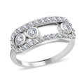 Moissanite Sliding Ring in Rhodium Over Sterling Silver (Size 10.0) 0.90 ctw - Sticky add to cart bar