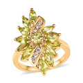 American Natural Arizona Peridot and Natural White Zircon Elongated Ring in Vermeil YG Over Sterling Silver 2.15 ctw - Sticky add to cart bar