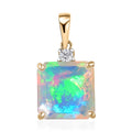 10K Yellow Gold  AAA   Ethiopian Opal ,  Moissanite  Solitaire Pendant 2.39 ctw - Sticky add to cart bar