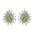 Arizona Peridot and White Zircon Sunburst Earrings in Platinum Over Sterling Silver 0.75 ctw - Sticky add to cart bar