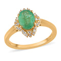 Ethiopian Emerald and Moissanite Ring in Vermeil Yellow Gold Over Sterling Silver 1.25 ctw (Delivery in 10-15 Business Days) - Sticky add to cart bar