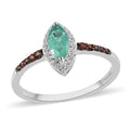 Ethiopian Emerald, Natural White and Coffee Zircon Halo Ring in Platinum Over Sterling Silver 2.25 ctw - Sticky add to cart bar