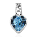 Aquamarine Color Crystal Heart Pendant in Sterling Silver 3.75 ctw - Sticky add to cart bar